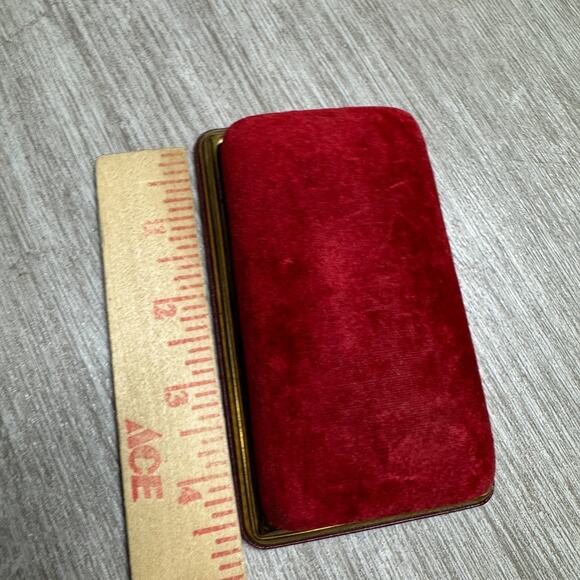 Vintage Mt Vernon Watch Co Mehls Jewelry Box Velvet Red Trinket Case 4x3 - Picture 6 of 6
